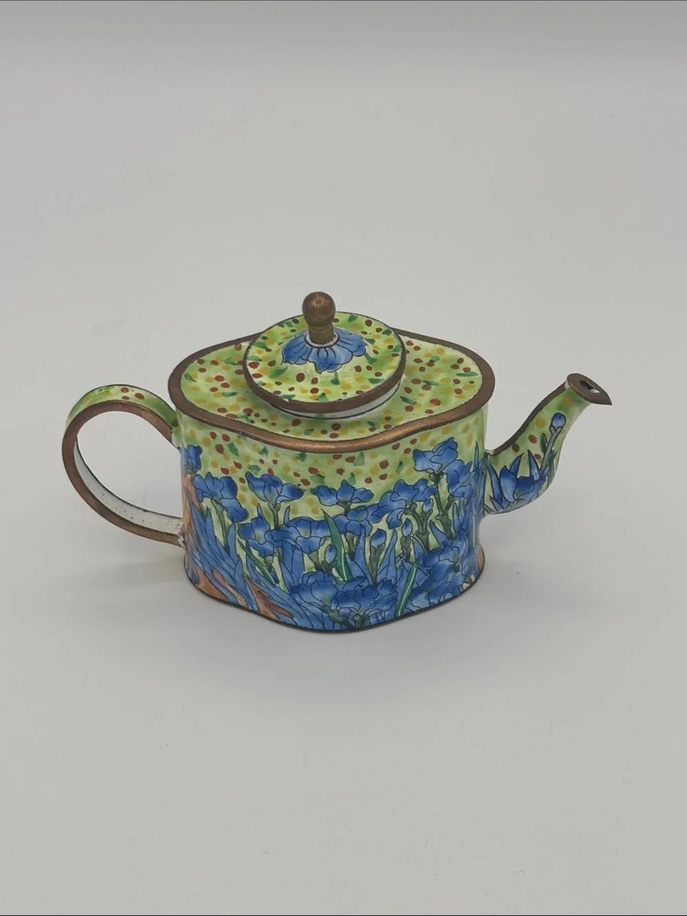 Kelvin Chen Mini Enamel Hand-Painted Teapot Van Gogh Irises “Vincent” - #5012